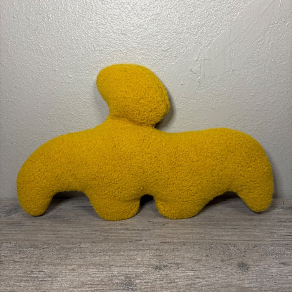 Mustard Yellow Sherpa Fleece Abstract Shaped Decorative Plush Accent Pillow